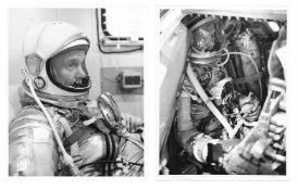Five portraits of John Glenn in his spacesuit, Mercury Atlas 6, 20 Feb 1962