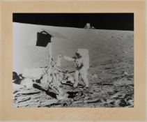 Charles Conrad inspects Surveyor 3, INSCRIBED and SIGNED [large format], Apollo 12, 14-24 Nov 1969