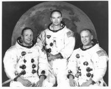 Official portrait of the crew (black and white version), Apollo 11,16-24 Jul 1969