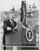 John F. Kennedy delivers the famous 'We Choose to Go to the Moon' speech,12 Sept 1962