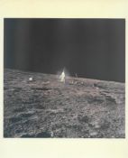 'Glowing' Alan Bean sets up a scientific experiment (ALSEP), Apollo 12, 14-24 Nov 1969