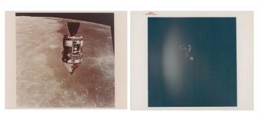 Lunar and Command Modules during rendezvous in lunar orbit (2 views) Apollo 15, 26 Jul -7 Aug 1971