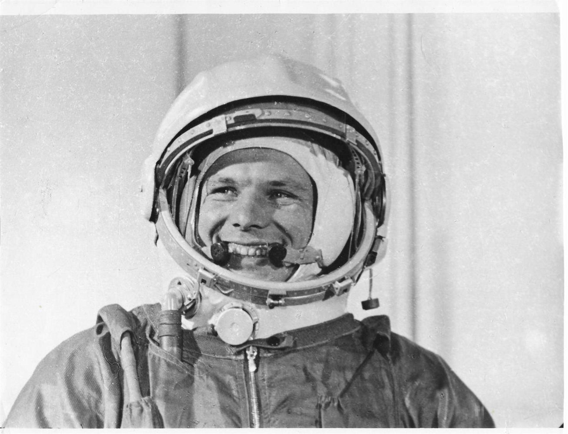 Portrait of the first human to journey into outer space, Yuri Gagarin, Vostok 1, 12 Apr 1961