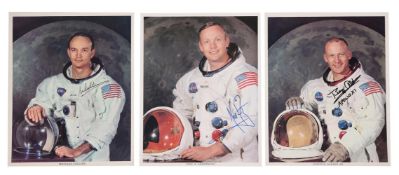 Triptych: portraits of the Apollo 11 crew, SIGNED by all three astronauts, Apollo 11, 16-24 Jul 1969