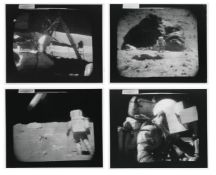 Four rare and unpublished TV camera views of the lunar activities, Apollo 16, 16-27 Apr 1979