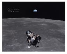 'Eagle's' ascent with Earth in the background, SIGNED [large format], Apollo 11,16-24 Jul 1969