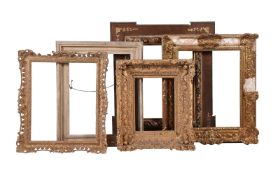 A small collection of picture frames including: A 19th Century carved and gilded swept frame (125 x