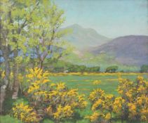 Rudolf Onslow Ford (British b. circa 1875), Valley landscape with hills beyond