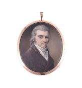 Y William Naish (British c.1767 - 1800), Portrait of a gentleman, wearing brown coat