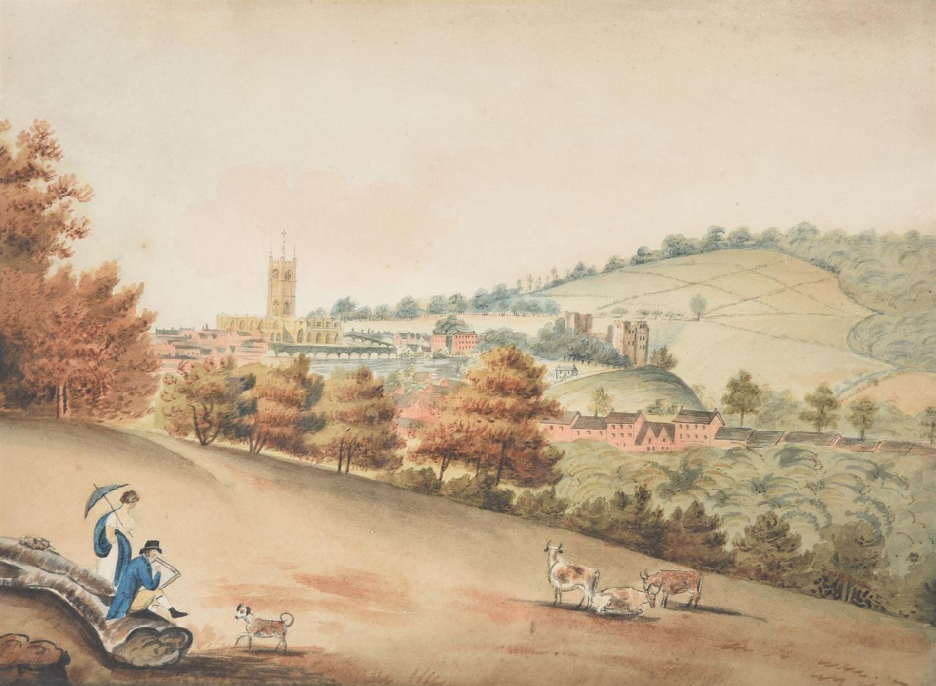 English School (c. 1800), Two views identified as Chester; Together with two further town views (4) - Image 2 of 8