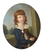 Circle of Francis Alleyne (British active circa 1774-1790), Portrait of a young boy with a spaniel