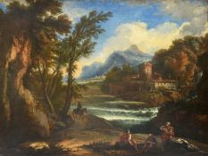 Italian Provincial School (18th Century), Figures in a wooded landscape