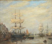 After Eugene Boudin, Ships at port, Calais, France