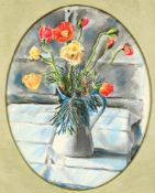 French School (20th century), Still life of flowers in a jug