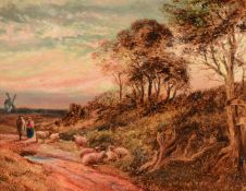 Manner of John Linnell, A country walk at sunset
