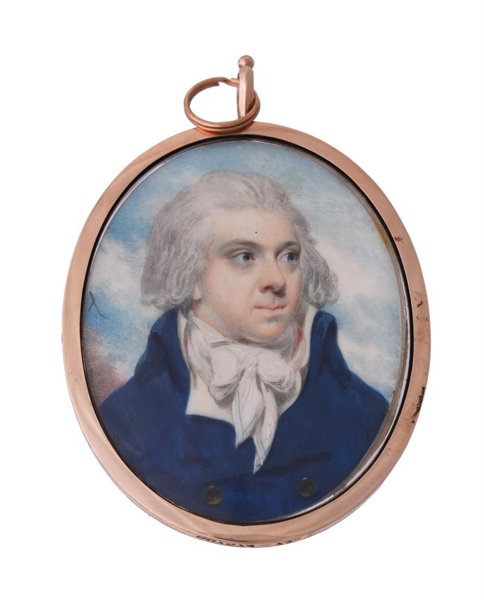 Y Attributed to William Wood (British 1769-1810), A gentleman, wearing blue coat