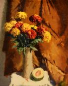 British School (20th century), Still life with flowers in a vase