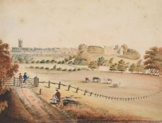 English School (c. 1800), Two views identified as Chester; Together with two further town views (4)