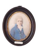 Richard Cosway (British 1742-1812), Clive Thomas Esq, wearing blue coat