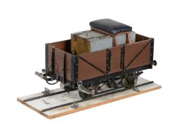 A 7 1/4 inch gauge simulated planked railway wagon