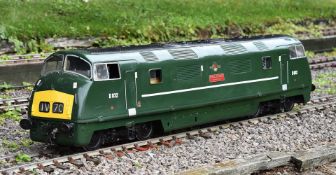 A well-engineered 5 inch gauge model of an electric diesel War Ship Class Locomotive 'Onslaught' D83