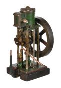A well engineered model of a small vertical live steam single cylinder steam engine