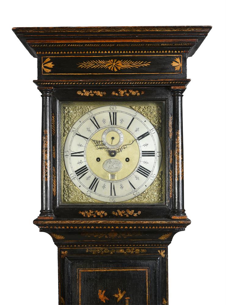 A GEORGE II BLACK JAPANNED EIGHT-DAY LONGCASE CLOCK - Image 2 of 6