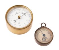 TWO BRASS PRESENTATION ANEROID BAROMETERS