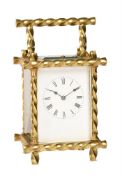 A FRENCH BRASS REPEATING CARRIAGE CLOCK