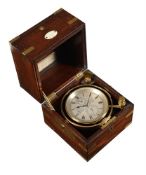 Y A BRASS-BOUND MAHOGANY CASED TWO-DAY MARINE CHRONOMETER