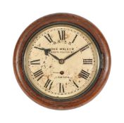 A BRITISH RAIL (SOUTHERN RAILWAYS) MAHOGANY EIGHT-INCH FUSEE DIAL STATION WALL TIMEPIECE
