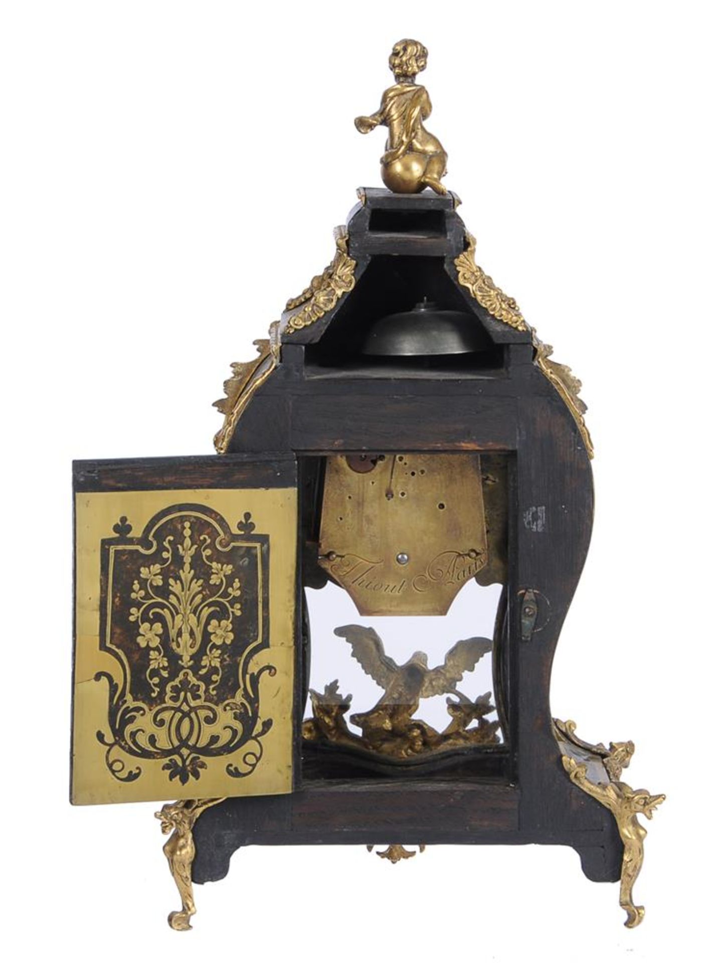 Y A FRENCH LOUIS XV GILT BRASS MOUNTED SMALL BOULLE BRACKET TIMEPIECE WITH SILENT PULL QUARTER-REPEA - Bild 2 aus 4