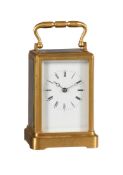 A FRENCH GILT BRASS CARRIAGE CLOCK IN ONE-PIECE CASE