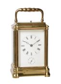 A FRENCH GORGE CASED GRANDE SONNERIE STRIKING CARRIAGE CLOCK WITH ALARM