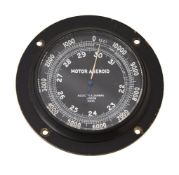 A SCARCE VINTAGE MOTORING ANEROID BAROMETER WITH ALTIMETER