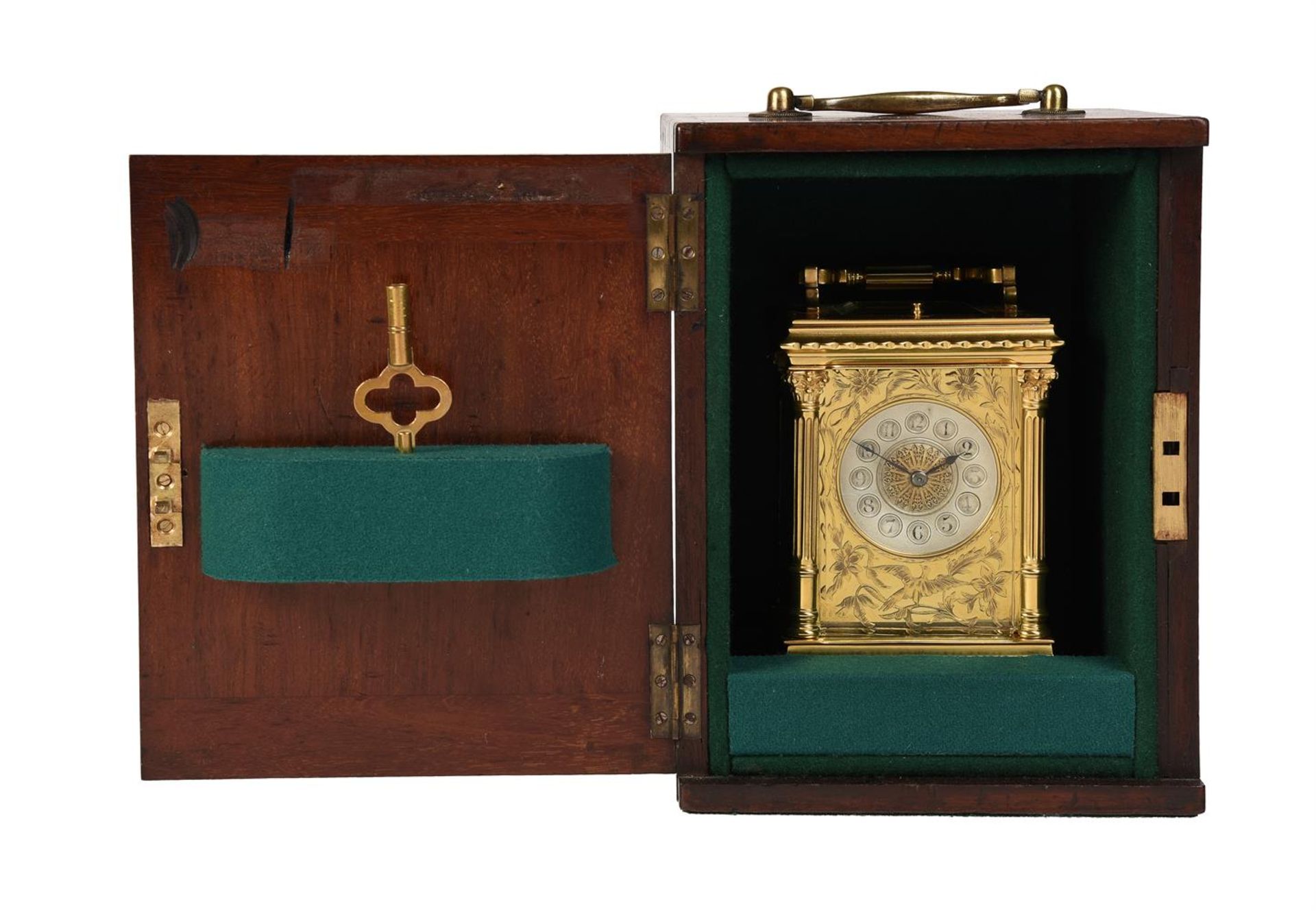 A FRENCH GILT BRASS CASED CARRIAGE CLOCK WITH PUSH-BUTTON REPEAT - Bild 4 aus 4