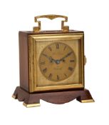 A SCOTTISH GILT BRASS MOUNTED MAHOGANY TRAVELLING CLOCK