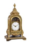 A RARE CHINESE GILT BRASS MINIATURE TABLE CLOCK WITH ROCKING FIGURE AUTOMATON