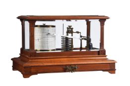 AN EDWARDIAN MAHOGANY CASED BAROGRAPH