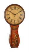 A GEORGE III STYLE SCARLET JAPANNED TAVERN TIMEPIECE