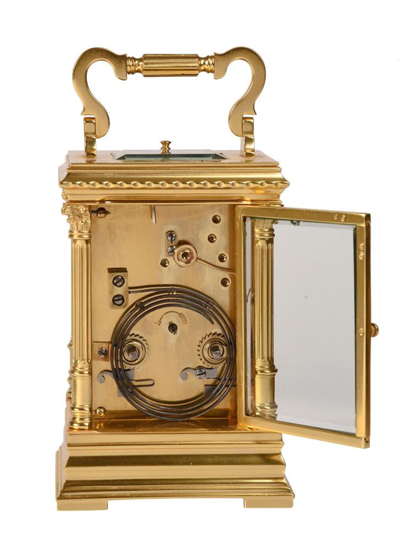 A FRENCH GILT BRASS CASED CARRIAGE CLOCK WITH PUSH-BUTTON REPEAT - Bild 2 aus 4