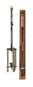 TWO LACQUERED BRASS AND BLACK JAPANNED STATION/LABORATORY MERCURY STICK BAROMETERS