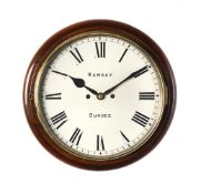 A VICTORIAN WALNUT HOUR-STRIKING FUSEE DIAL WALL CLOCK