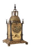 A FINE GERMAN RENAISSANCE GILT COPPER, STEEL AND BRASS ALARM TABLE CLOCK WITH AUTOMATON