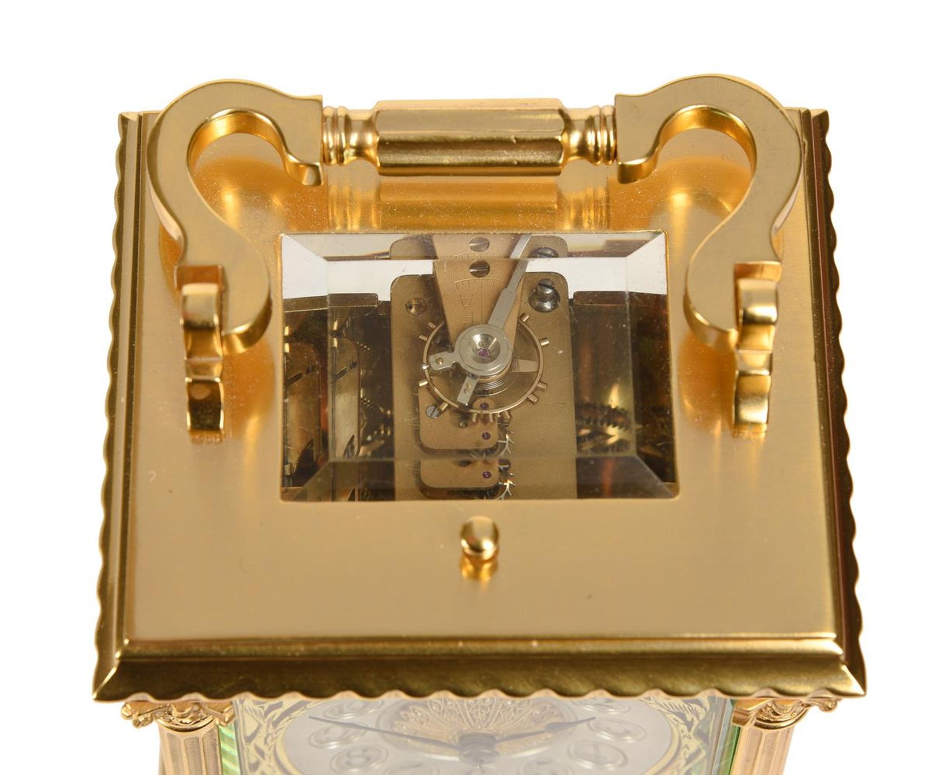 A FRENCH GILT BRASS CASED CARRIAGE CLOCK WITH PUSH-BUTTON REPEAT - Bild 3 aus 4