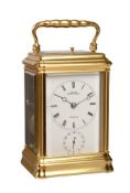 A FRENCH GORGE CASED CARRIAGE CLOCK WITH PUSH-BUTTON REPEAT AND ALARM