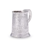 AN EARLY GEORGE III LARGE SILVER STRAIGHT-TAPERED MUG, WILLIAM GRUNDY