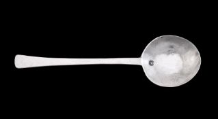 A CHARLES II WEST COUNTRY SILVER PURITAN SPOON TOWN MARK OF SHERBORNE ONLY