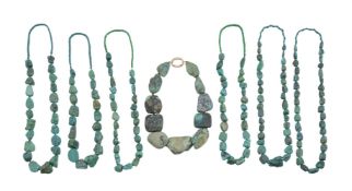 A COLLECTION OF TUMBLED TURQUOISE NECKLACES
