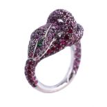 BOUCHERON, KAA, A PINK SAPPHIRE AND RUBY SERPENT RING